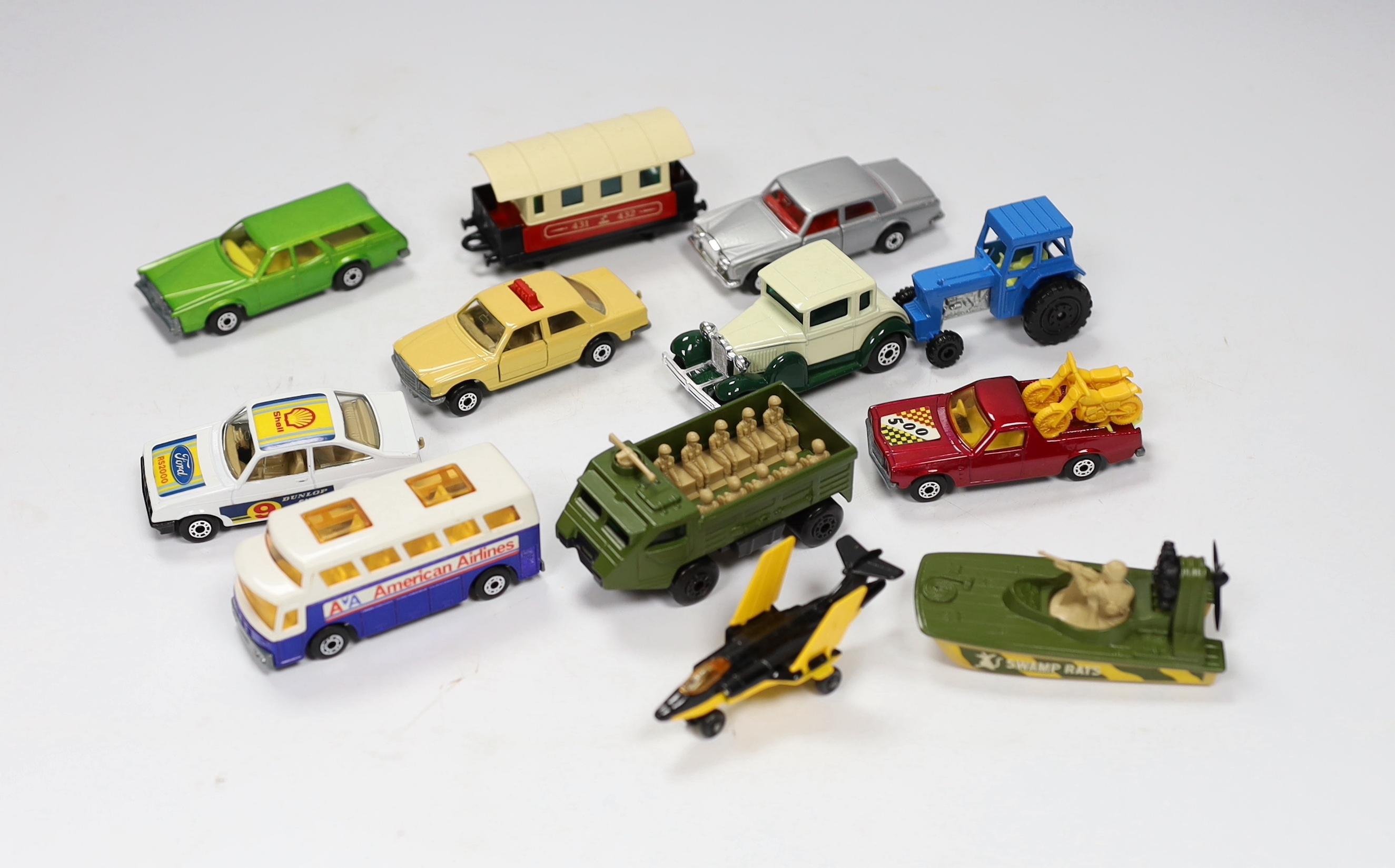 Twelve boxed Matchbox Superfast 1-75 New series diecast vehicles